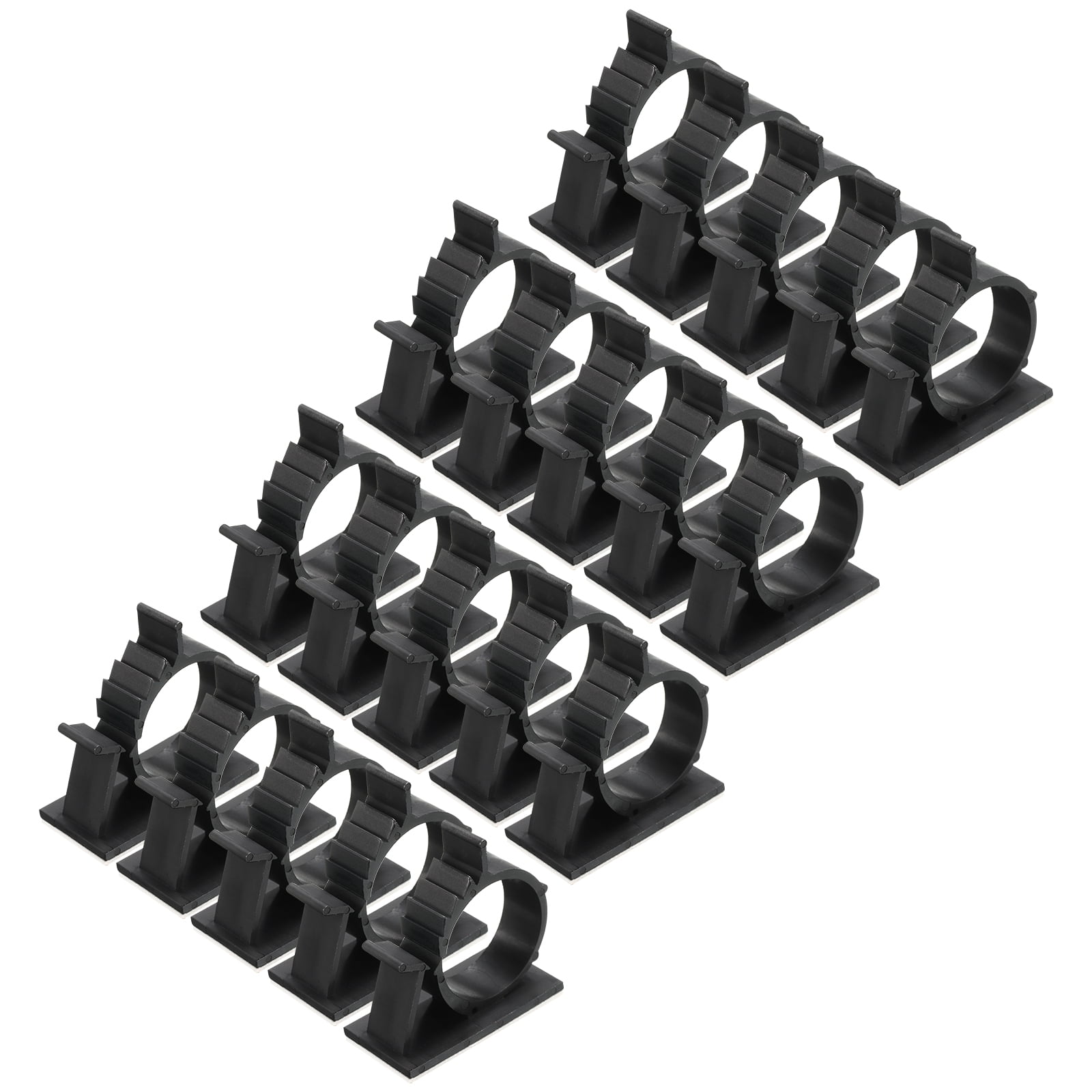 Uxcell 75Pcs Cable Management Clips, 22-25mm Dia Self Adhesive Nylon Wire Holder, Adjustable Organizer Clamp, Black