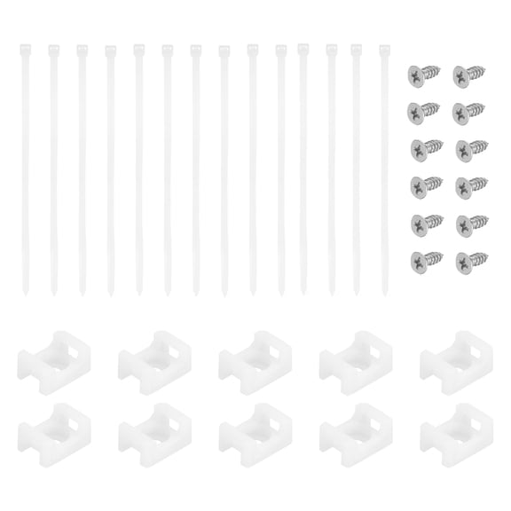 Uxcell 75Pcs Magnetic Zip Tie Mount with Cable Zip Ties and Tapping Screw,White