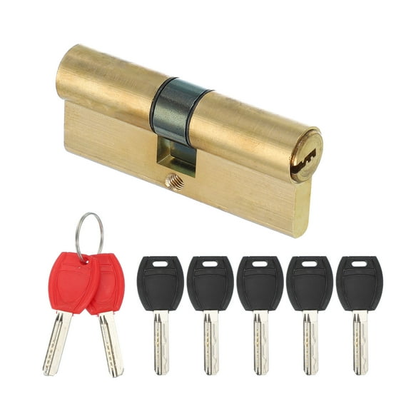 Uxcell 75mm(32.5/10/32.5) European Double Lock Cylinder Door Cylinder Lock with 7 Keys Solid Brass Lock