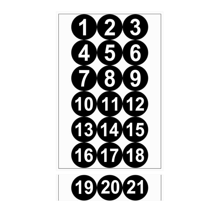 Uxcell 38mm Dia PVC Round Number Stickers Number 1-50 Blue 