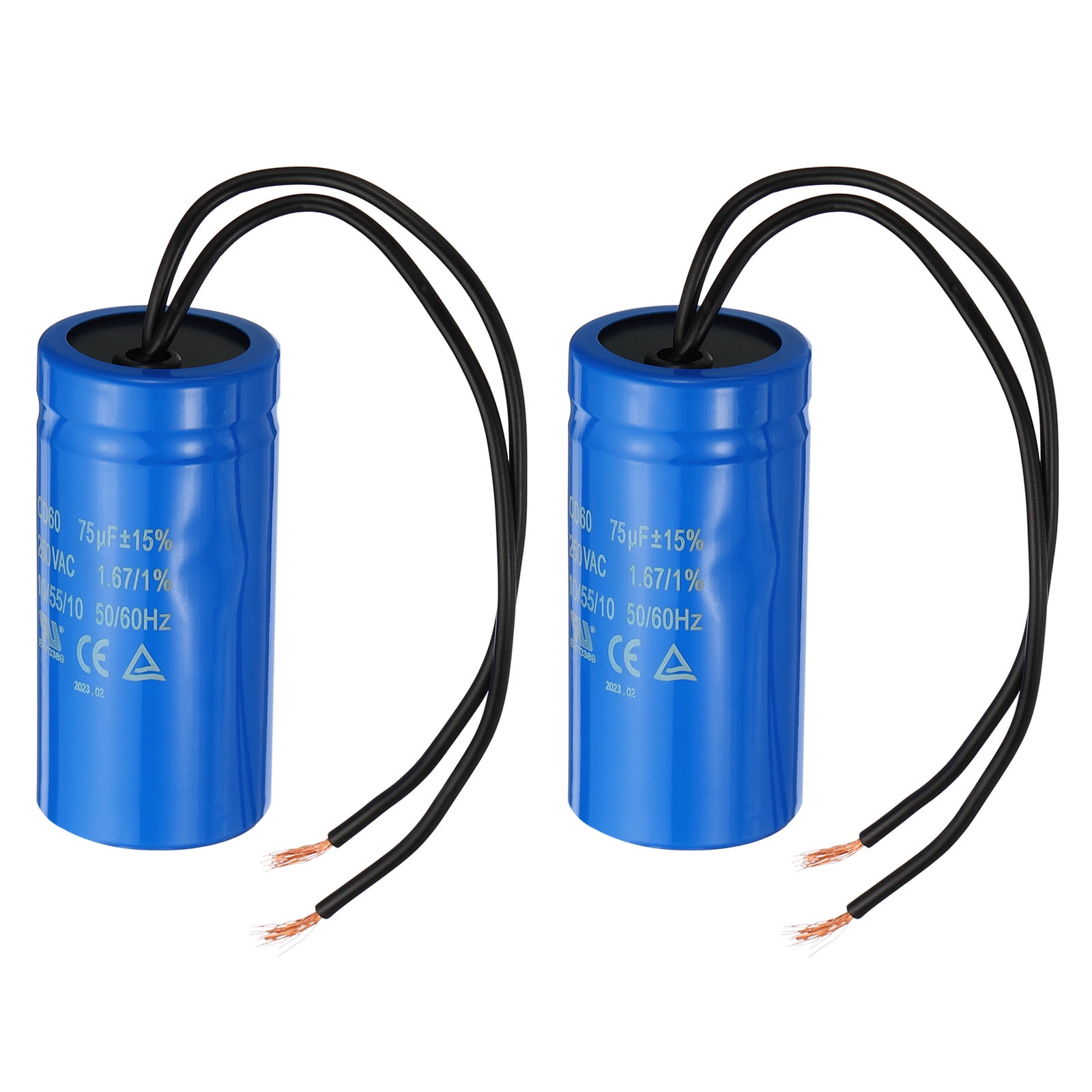 Uxcell 150uF 250VAC CD60 Run Capacitor 2 Wires 50/60Hz Motor