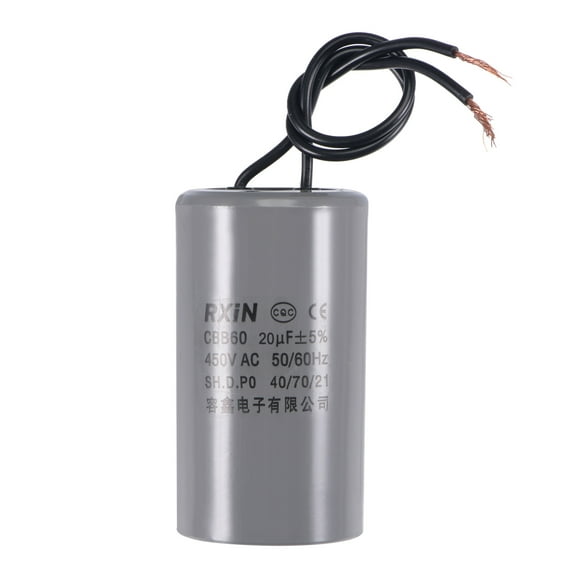 Uxcell 75x42mm 20uF 450V AC 50/60Hz 2 Wires Cylinder CBB60 Run Capacitor