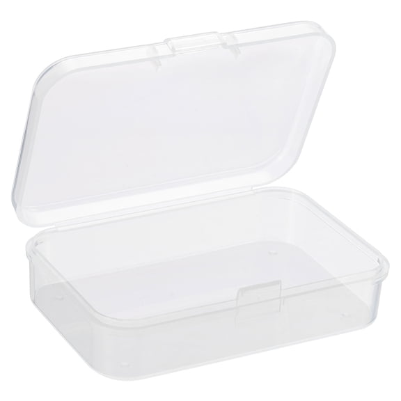 Uxcell 75x50x21mm Plastic Rectangular Clear Storage Container Box with Lid, 4 Pack