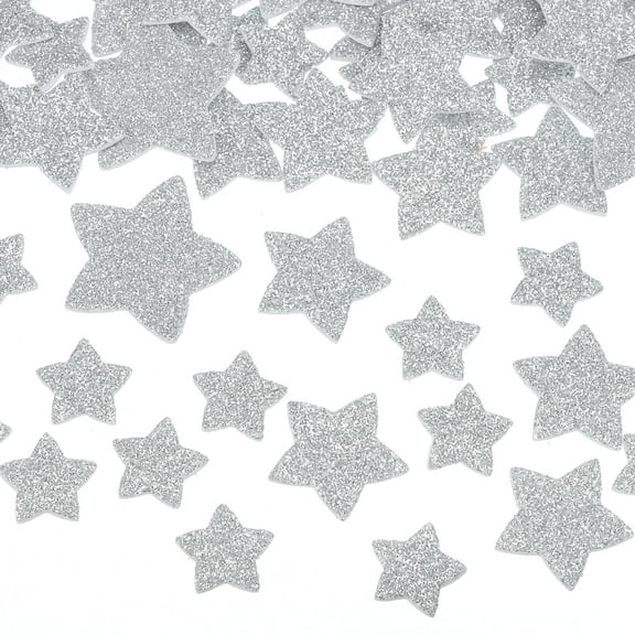 Uxcell 76Pcs Glitter Foam Stickers 3 Size Self-Adhesive Star Shape Sticker Silver