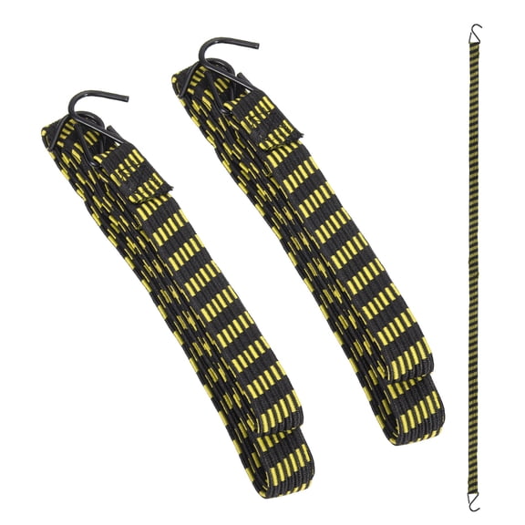 Uxcell 79" Adjustable Bungee Cords with Hook, 2Pcs Heavy Duty Outdoor Elastic Bungee Straps for Securing Luggage Moving Cargo, Yellow