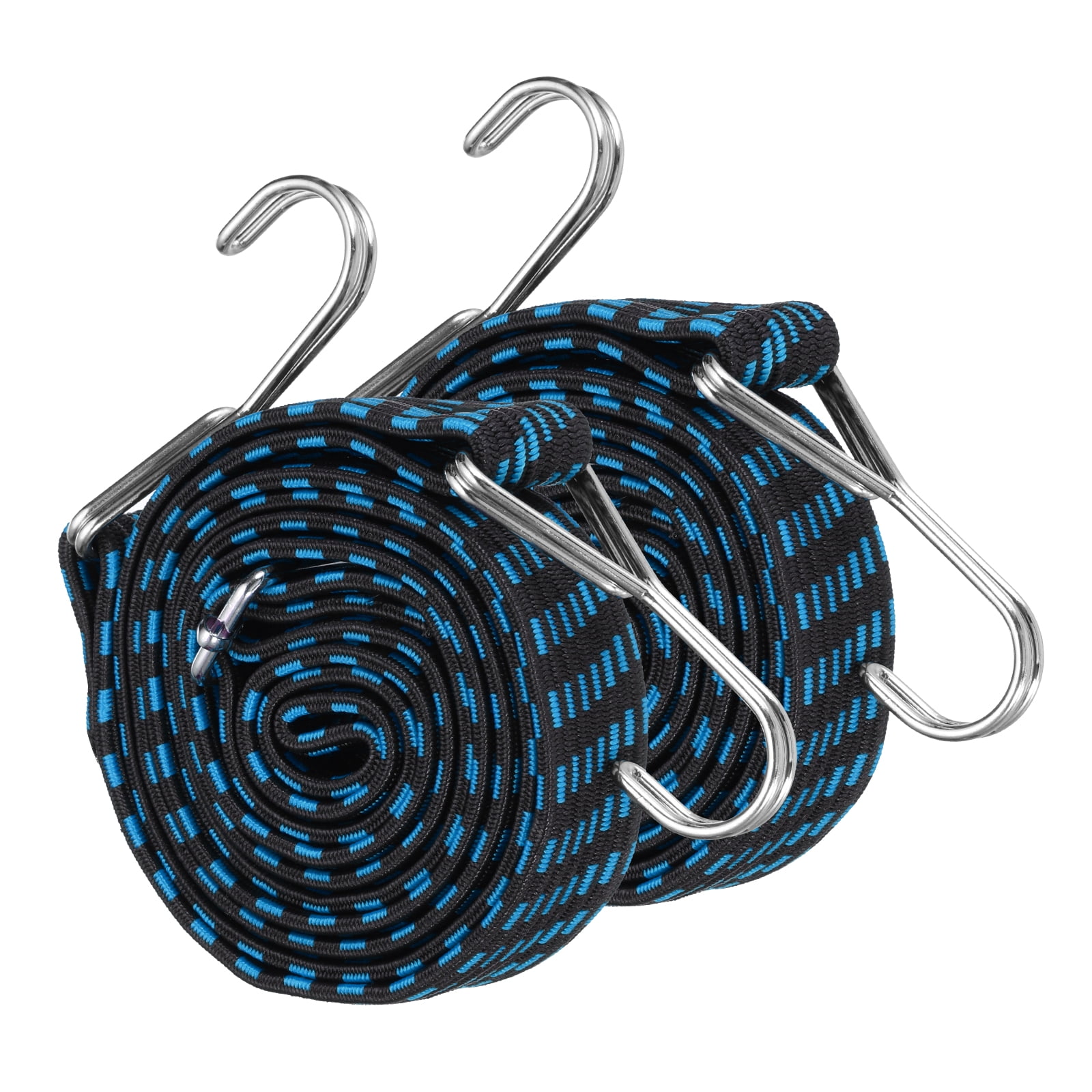 Uxcell 79" Adjustable Bungee Cords with Stainless Steel Hook, 2Pcs Heavy Duty Outdoor Elastic Bungee Strap for Securing Luggage Moving Cargo, Blue