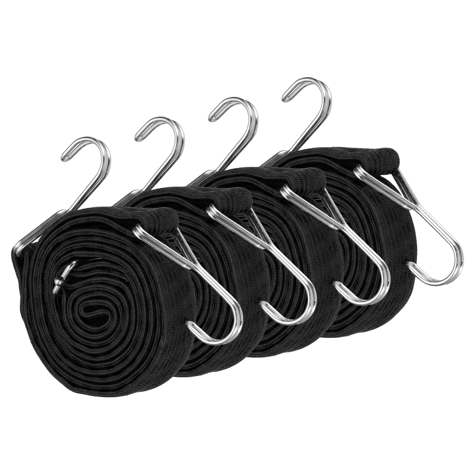 Uxcell 79" Adjustable Bungee Cords with Stainless Steel Hook, 4Pcs Heavy Duty Outdoor Elastic Bungee Strap for Securing Luggage Moving Cargo, Black