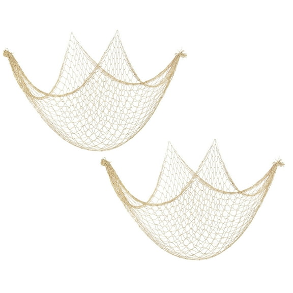 Uxcell 79 x 39 Inch Decorative Fish Net, Fishing Net Wall Hangings Decoration for Ocean Them Party, 2 Pack Brown