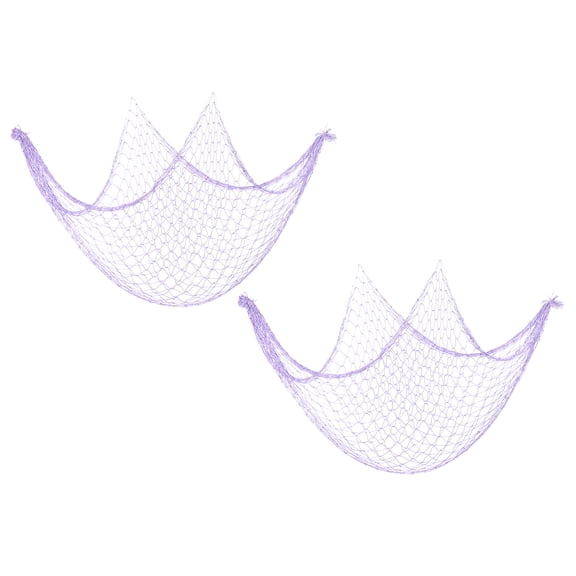 Uxcell 79 x 39 Inch Decorative Fish Net, Fishing Net Wall Hangings Decoration for Ocean Them Party, 2 Pack Light Purple
