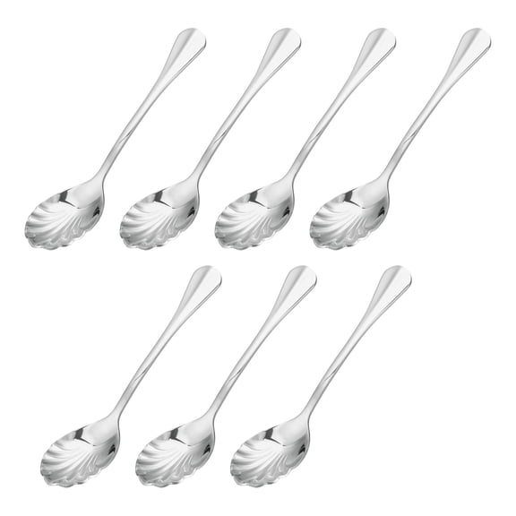 Uxcell 7Pack 5" Stainless Steel Shell Shape Spoon Mini Coffee Dessert Spoons, Silver