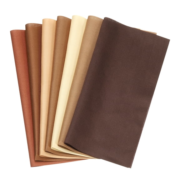Uxcell 7Pcs 10" x 10" Solid Color Cotton Fabric Bundles Precut Fabric Square, Brown