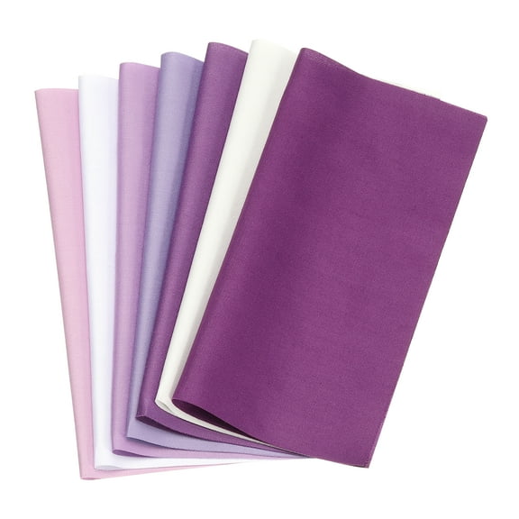 Uxcell 7Pcs 8" x 8" Solid Color Cotton Fabric Bundles Precut Fabric Square, Purple