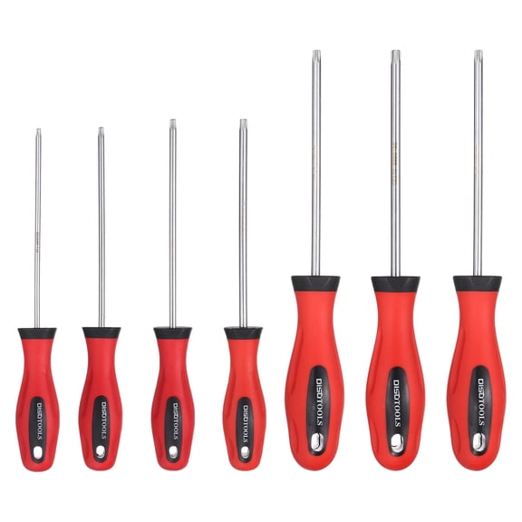 Uxcell 7Pcs Magnetic Torx Screwdriver T10/T15/T20/T25/T27/T30/T40 S2 Steel Security Star 6 Point Head Precision Screw Driver for Mechanical Equipment Electronic Devices Household, Silver