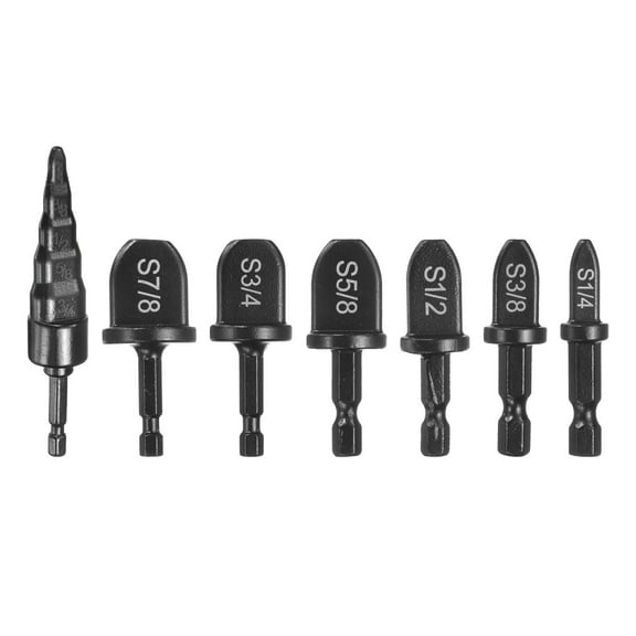 Uxcell 7Pcs Swaging Tool Drill Bit Set HVAC Repairing Tube Expander with 5 in 1 Flaring Tool, 1/4" 3/8" 1/2" 5/8" 3/4" 7/8"