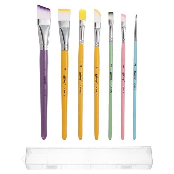 Uxcell 7Pcs Watercolor Paint Brushes, 2#/8#/9#/12#/13#/14#/17# Fine Details Paint Brush Sets for Acrylic Painting Gouache Face Nail Art Canvas, Multicolor
