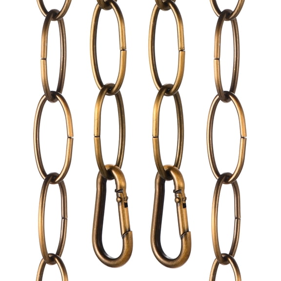 Uxcell 7ft Lighting Hanging Chain, 2.4mm/0.09" Looping Metal Pendant Chandelier Chain Extension with 2 Spring Snap Hook for Hanging Plant Pendant Chandelier Light Fixture, Gold Bronze
