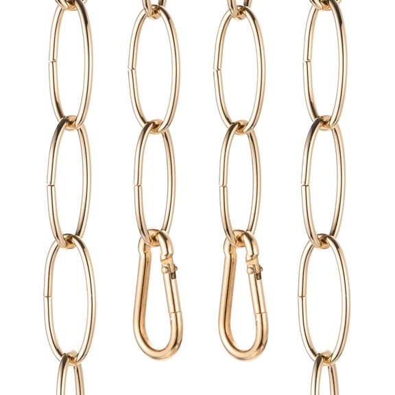 Uxcell 7ft Lighting Hanging Chain, 2.4mm/0.09" Looping Metal Pendant Chandelier Chain Extension with 2 Spring Snap Hook for Hanging Plant Pendant Chandelier Light Fixture, Rose Gold
