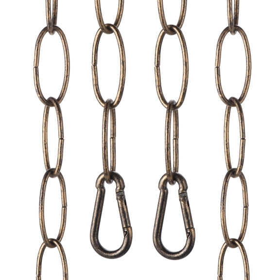 Uxcell 7ft Lighting Hanging Chain, 2.4mm/0.09" Looping Metal Pendant Chandelier Chain Extension with 2 Spring Snap Hook for Hanging Plant Pendant Chandelier Light Fixture, Golden