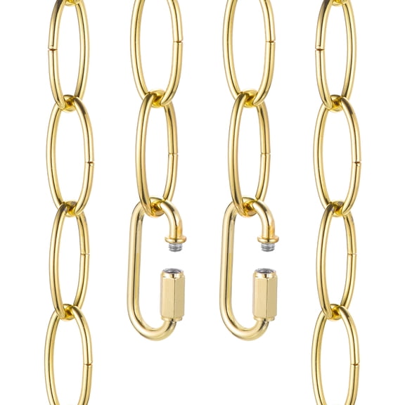 Uxcell 7ft Lighting Hanging Chain, 2.8mm/0.11" Looping Metal Pendant Chandelier Chain Extension with 2 Quick Link Lock for Hanging Plant Pendant Chandelier Light Fixture, Light Golden