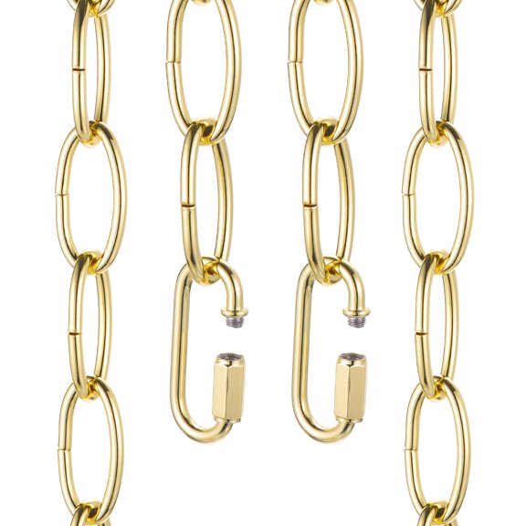 Uxcell 7ft Lighting Hanging Chain, 3.8mm/0.15" Looping Metal Pendant Chandelier Chain Extension with 2 Quick Link Lock for Hanging Plant Pendant Chandelier Light Fixture, Light Golden