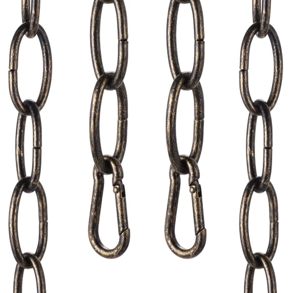 Uxcell 7ft Lighting Hanging Chain, 3.8mm/0.15" Looping Metal Pendant Chandelier Chain Extension with 2 Spring Snap Hook for Hanging Plant Pendant Chandelier Light Fixture, Golden