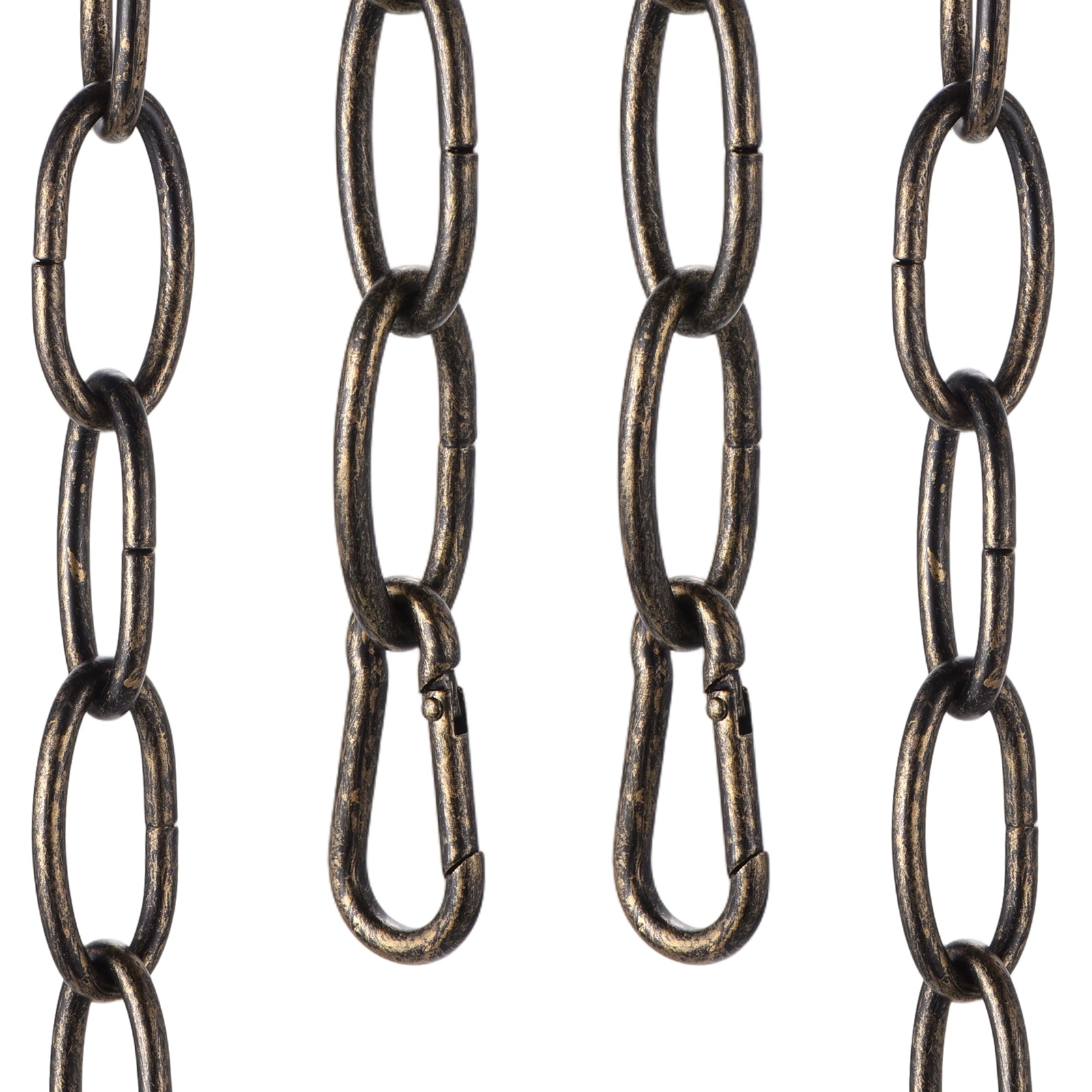Uxcell 7ft Lighting Hanging Chain, 3.8mm/0.15" Looping Metal Pendant Chandelier Chain Extension with 2 Spring Snap Hook for Hanging Plant Pendant Chandelier Light Fixture, Golden