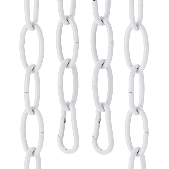 Uxcell 7ft Lighting Hanging Chain, 3.8mm/0.15" Looping Metal Pendant Chandelier Chain Extension with 2 Spring Snap Hook for Hanging Plant Pendant Chandelier Light Fixture, White