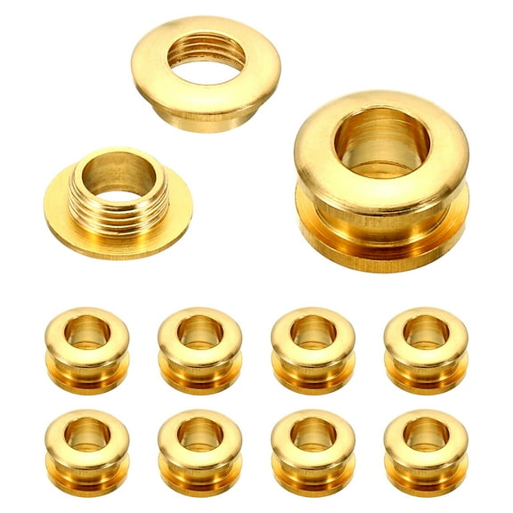Uxcell 7mm(2/7 inch) Solid Brass Hole Eyelets, 10 Pcs Arc Surface Self Backing Grommets with Washer, Brass Tone