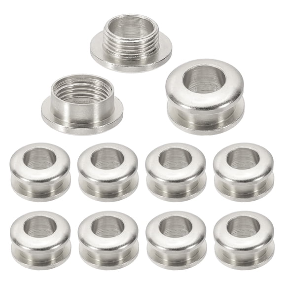 Uxcell 7mm(2/7 inch) Solid Brass Hole Eyelets, 10 Pcs Arc Surface Self Backing Grommets with Washer for Leather Craft, Imitation Silver