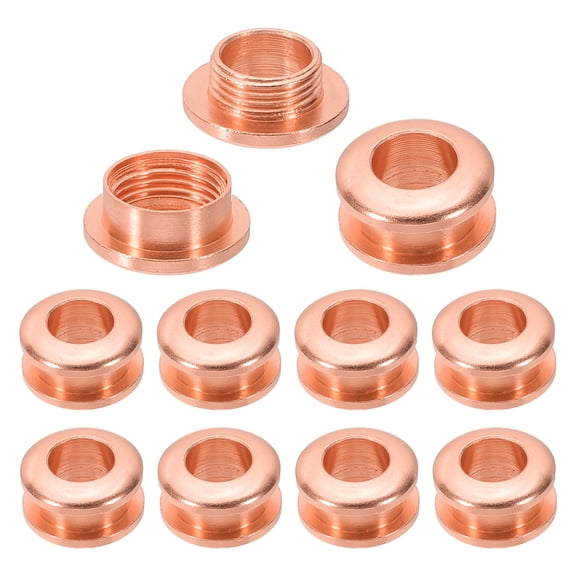 Uxcell 7mm(2/7 inch) Solid Brass Hole Eyelets, 10 Pcs Arc Surface Self Backing Grommets with Washer for Leather Craft, Red Copper