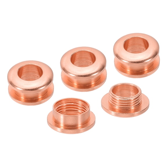 Uxcell 7mm(2/7 inch) Solid Brass Hole Eyelets, 4 Pcs Arc Surface Self Backing Grommets with Washer for Leather Craft, Red Copper