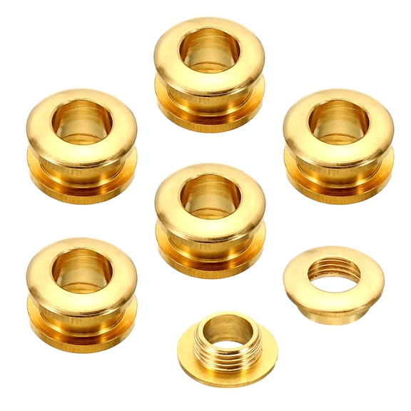 Uxcell 7mm(2/7 inch) Solid Brass Hole Eyelets, 6 Pcs Arc Surface Self Backing Grommets with Washer, Brass Tone