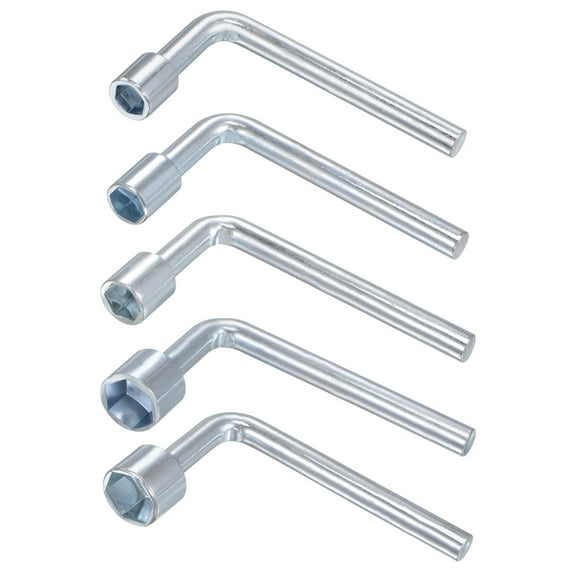 Uxcell 7mm 8mm 10mm 13mm 14mm Metric L Shaped Angled Open Hex 6 Point Socket Wrench Set, Single Ended