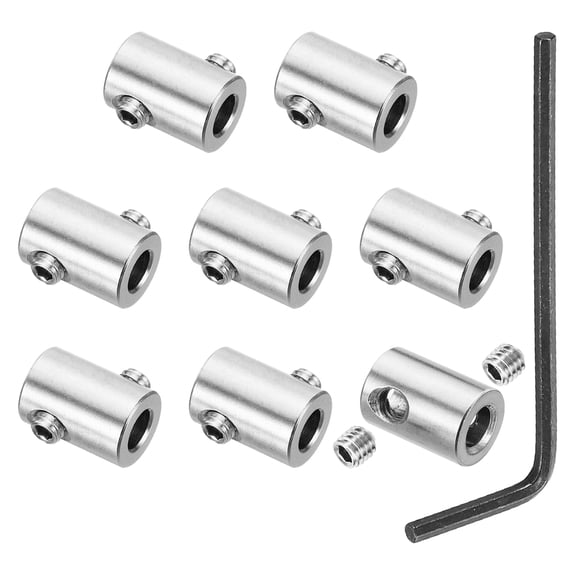 Uxcell 7mm Hole Wire Rope Clips Set 8 Set Double Holes Cable Clamp with M6 Hexagon Screws Spanner Silver 12x18mm