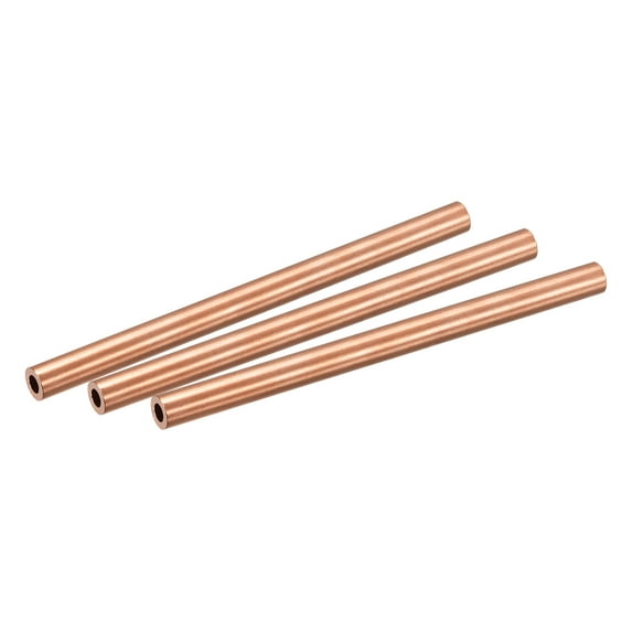 Uxcell 7mm OD 1.5mm Wall Thickness 100mm Length Copper Round Tube 3 Pack