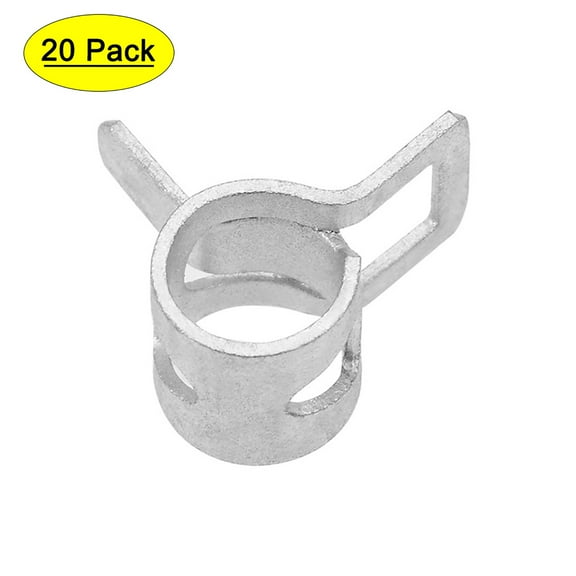 Uxcell 7mm Silver Tone Steel Band Spring Clamp for Fuel Line Silicone Hose 20 Pack