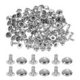 thumbnail image 1 of Uxcell 7mm Spike Rivets, 100 Sets Square Studs Rivet Rapid Punk Spikes Leathercraft Decoration for Rock Nailheads Clothing Belts Bags Shoes, Silver Tone, 1 of 6