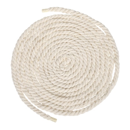 Uxcell 0.28" x 14.8 Feet Beige Cotton Rope 3 Strand for DIY Wall Hanging Knotting