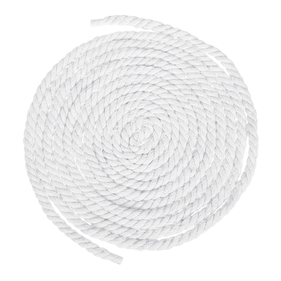 Uxcell 0.28" x 14.8 Feet White Cotton Rope 3 Strand for DIY Wall Hanging Knotting