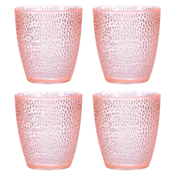 Uxcell 7oz Acrylic Drinking Glasses, 4 Pack Plastic Reusable Tumbler Drinkware for Home Outdoors, Pink