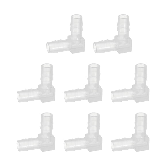 Uxcell 7pack Hose Barb 90 Degree Elbow l Fitting, 5/16" OD Plastic Hose Barb Pipe Fitting Splicer Mender Joint Adapter for Water Liquid Fuel Line Tube, Clear