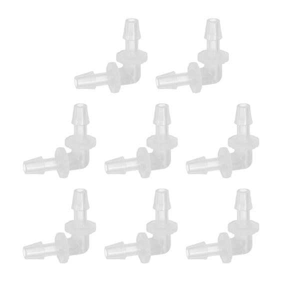 Uxcell 7pack Hose Barb 90 Degree Elbow l Fitting, 7/32" OD Plastic Hose Barb Pipe Fitting Splicer Mender Joint Adapter for Water Liquid Fuel Line Tube, Clear