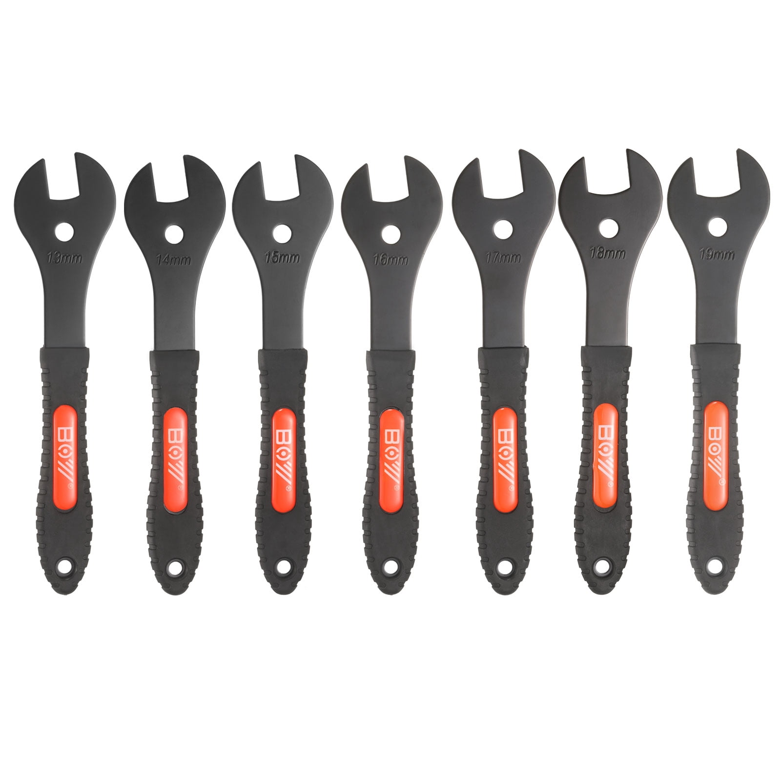 Uxcell 7pcs Bicycle Cone Wrench Set Tool 13/14/15/16/17/18/19mm Bike Pedal Cone Cycling Spanner Wheel Hub Axle Nut Install Remover Wrenches Repair Tool for Mountain Road Bike, Orange Gray