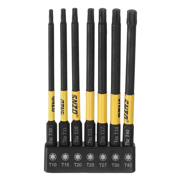 Uxcell 7pcs T10-T40 Torx Head Screwdriver Bit 4" Long 1/4" Hex Shank Screw Drivers