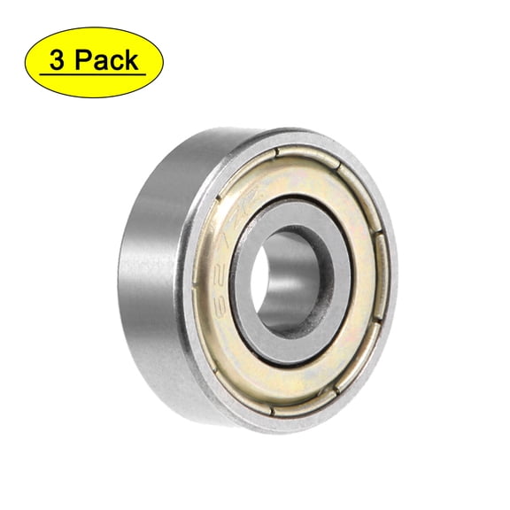 Uxcell 7x22x7mm 627ZZ Double Sealed Ball Bearings Chrome Steel 3 Pack