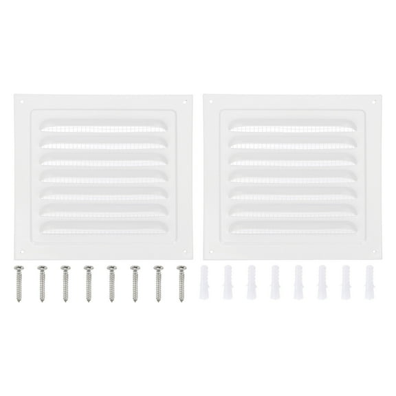 Uxcell 7x7" Gable Vent Cover, Aluminum Alloy Rectangular Floor Air Vent Covers Metal Soffit Return Grille with Screen Mesh and Screw 2 Pcs