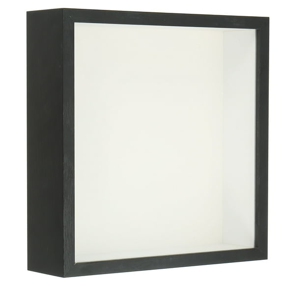 Uxcell 7x7 Shadow Box Frame Wooden Dried Flower Display Stand Floating Photo Frame Black