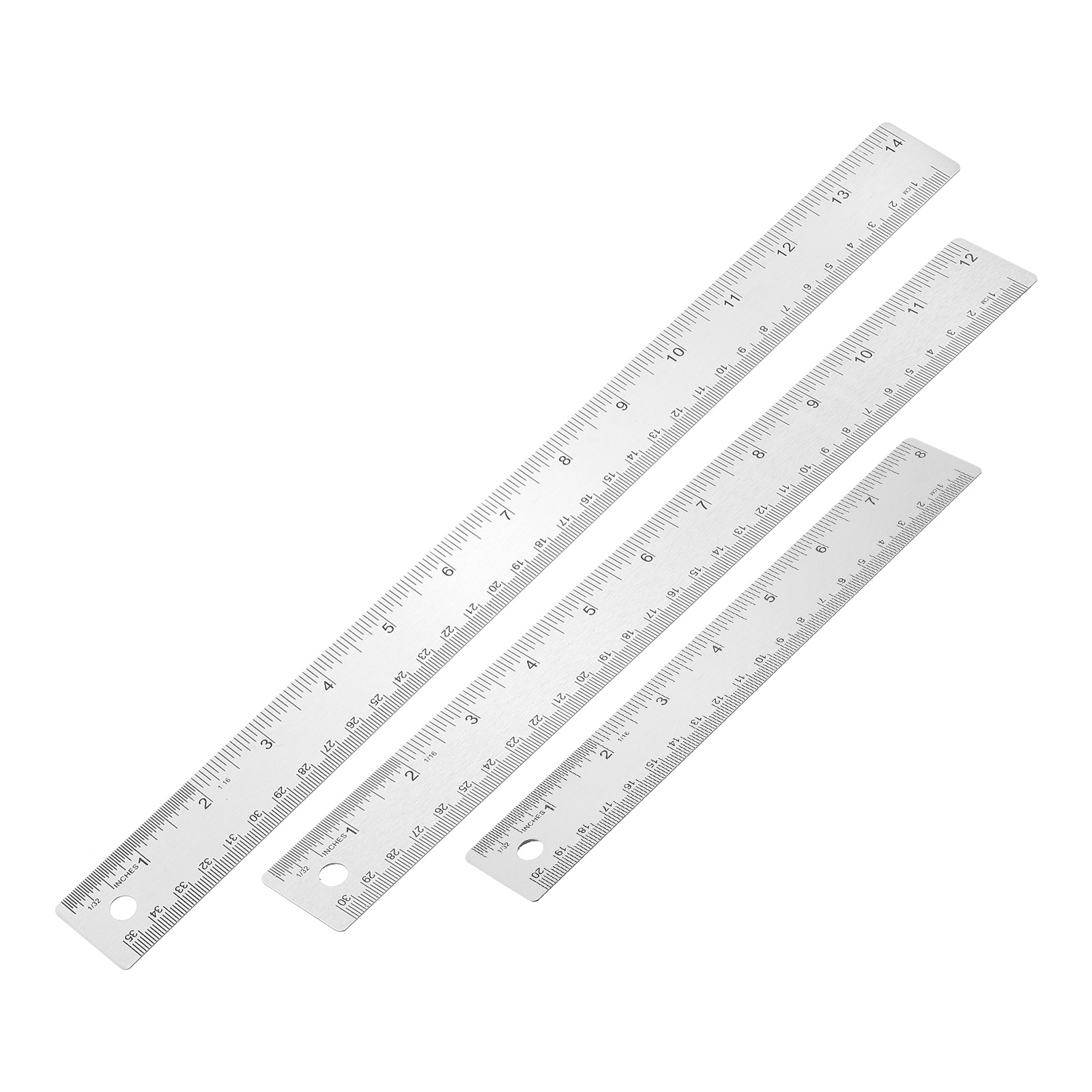 Largest Ruler Uxcell 8, 12, 14 Inch Stainless Steel Straight Ruler, 3 Pcs Cork ...