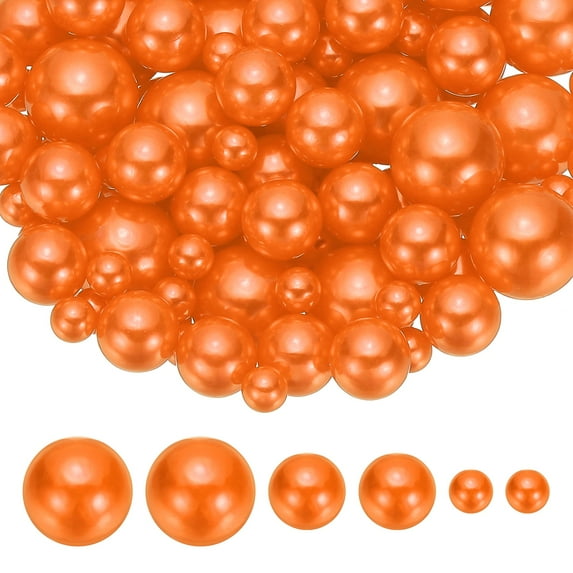 Uxcell 150 Pcs Faux Pearls Beads Vase Filler Centerpiece Pearls for Party Wedding Table Decor Orange Red