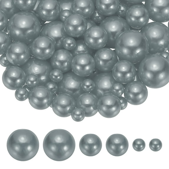 Uxcell 150 Pcs Faux Pearls Beads Vase Filler Centerpiece Pearls for Party Wedding Table Decor Silver Gray